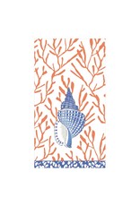 Caspari Paper Guest Towel Napkins 15pk Shell Toile Coral Blue