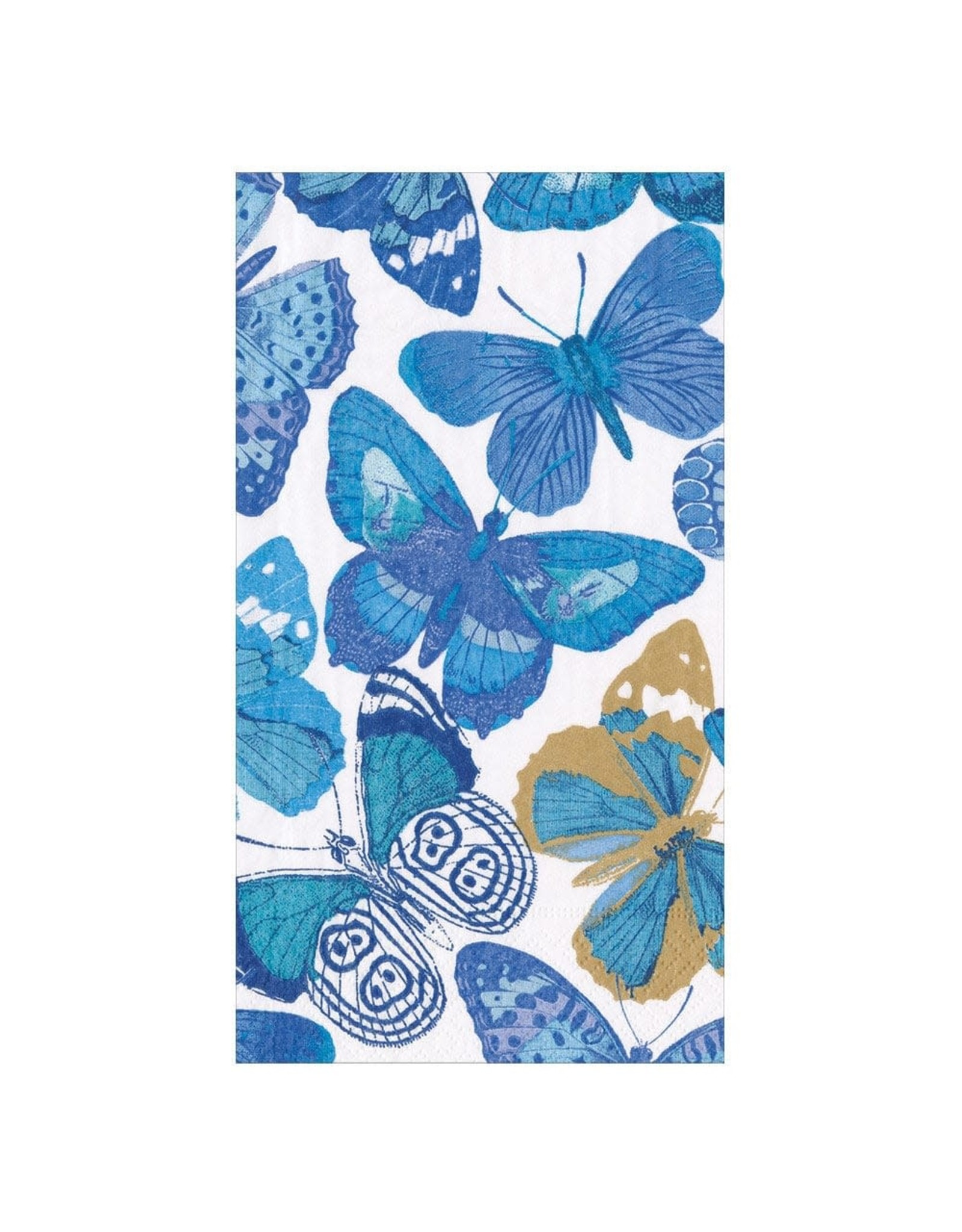Caspari Paper Guest Towel Napkins 15pk Butterflies Blue