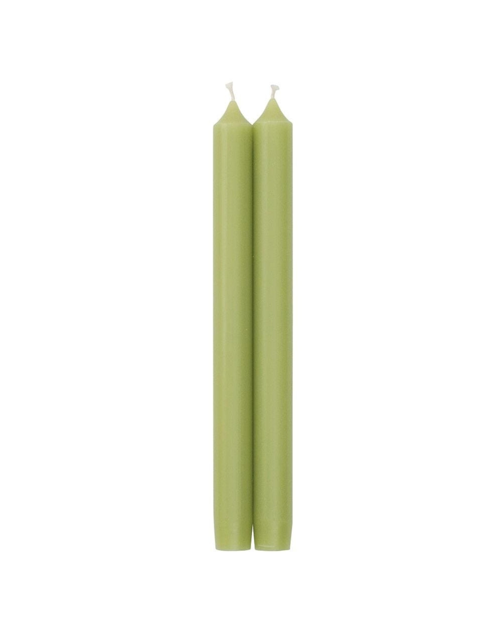 Caspari Crown Candles Tapers 12 inch 2pk In Moss Green
