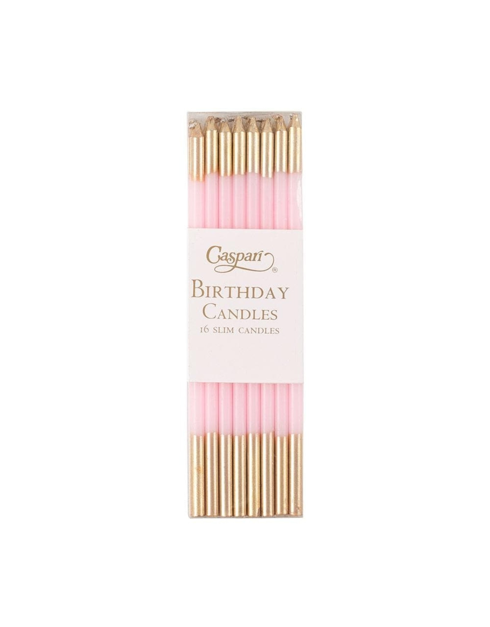Caspari Slim Birthday Candles 16PK In Petal Pink And Gold