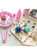 Caspari Slim Birthday Candles 16PK In Petal Pink And Gold