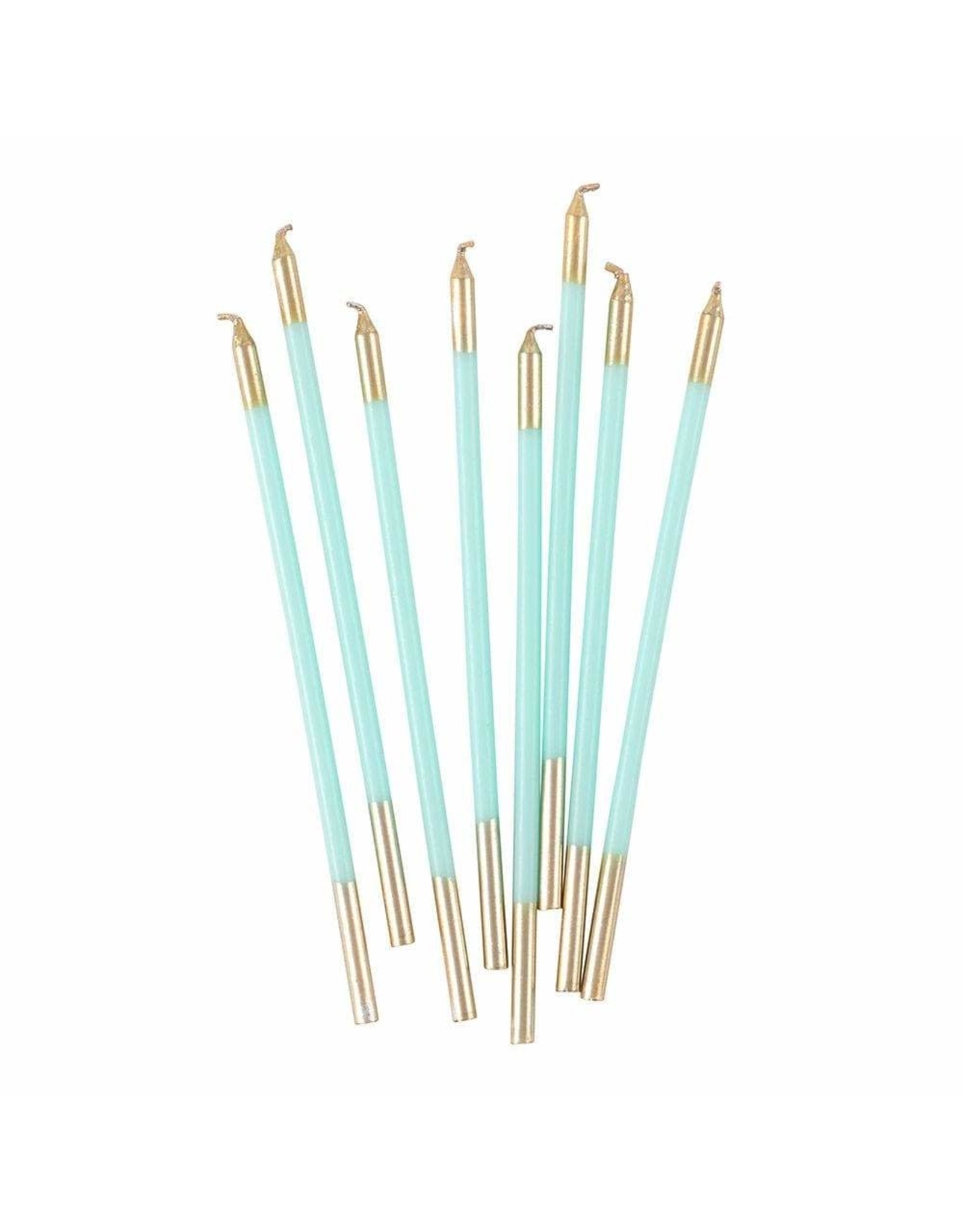 Caspari Slim Birthday Candles 16PK In Robins Egg Blue And Gold