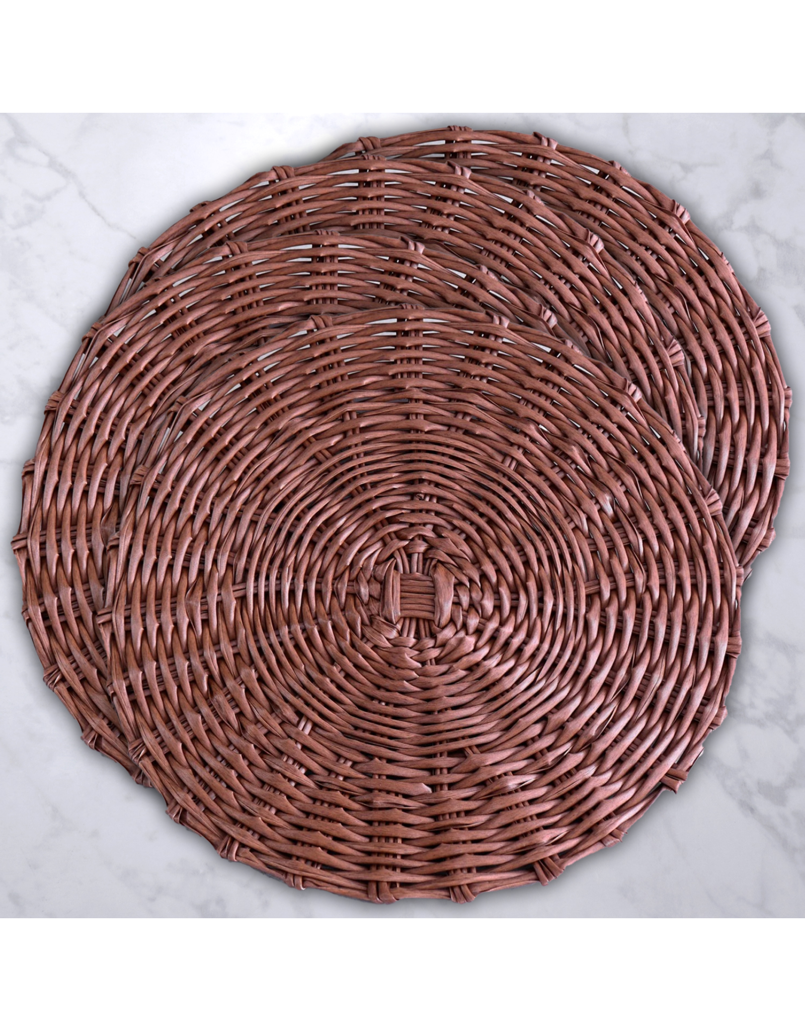 Beatriz Ball Faux Wicker Round Placemats Set of 4 Brown
