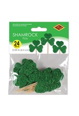 Beistle Irish St Patrick's Day Glitter Shamrock Party Picks 24CT