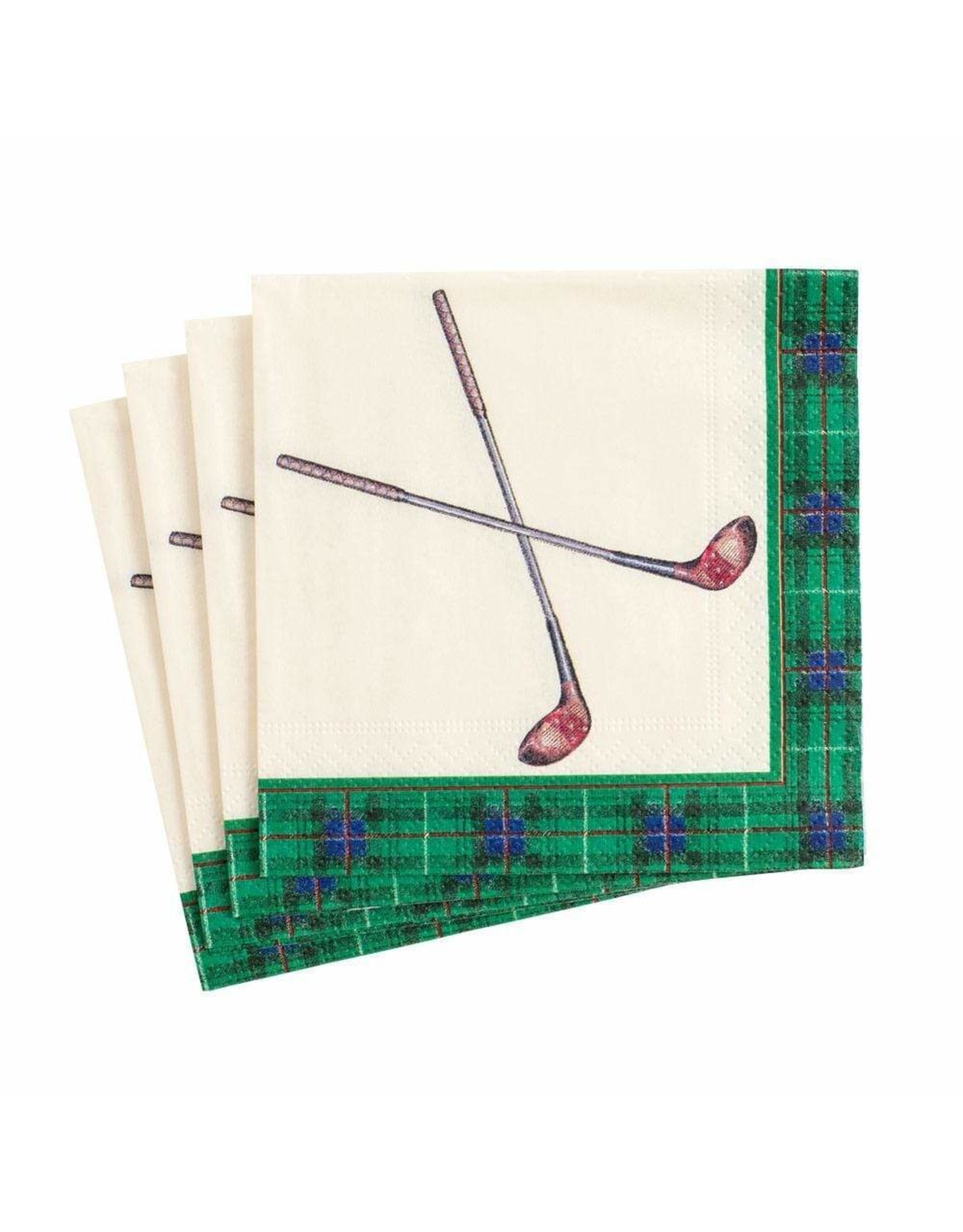 Caspari Paper Cocktail Napkins 20pk Golfing Golfers Golf Clubs