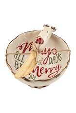 Mud Pie Christmas Pedestal Dip Cup Set Reindeer Merry N Bright