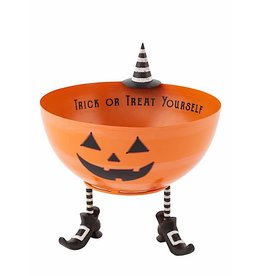 Mud Pie Halloween Pedestal Pumpkin Candy Bowl Trick Or Treat Yourself