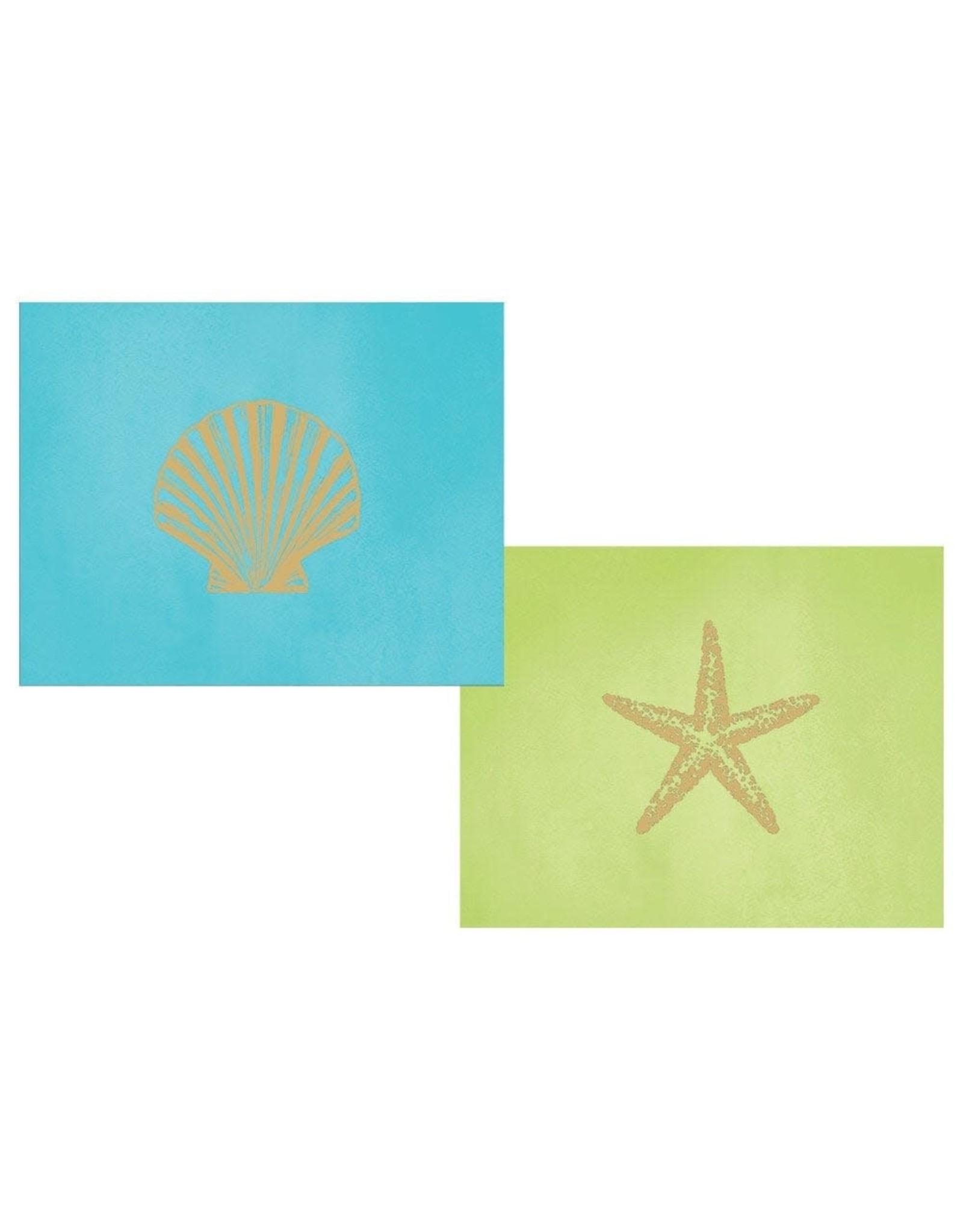 Caspari Boxed Note Cards Sealife Shell & Starfish 10 Assorted