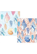Caspari Boxed Note Cards Sealife Shell Toile 10 Assorted