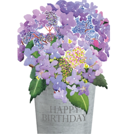 Caspari Birthday Card Hydrangeas In Bucket