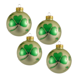 Kurt Adler Irish Shamrocks Glass Ball Ornaments 65mm Set of 4 Style A