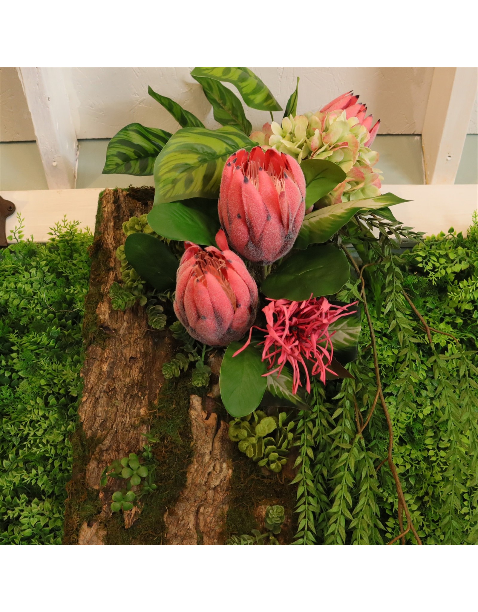 David Christophers Freshly Bloomed Hydrangea Stem 26" In Green Pink