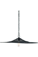 Jamie Young Company Spring Weave Sun Hat Pendant In Gunmetal 30 Inch