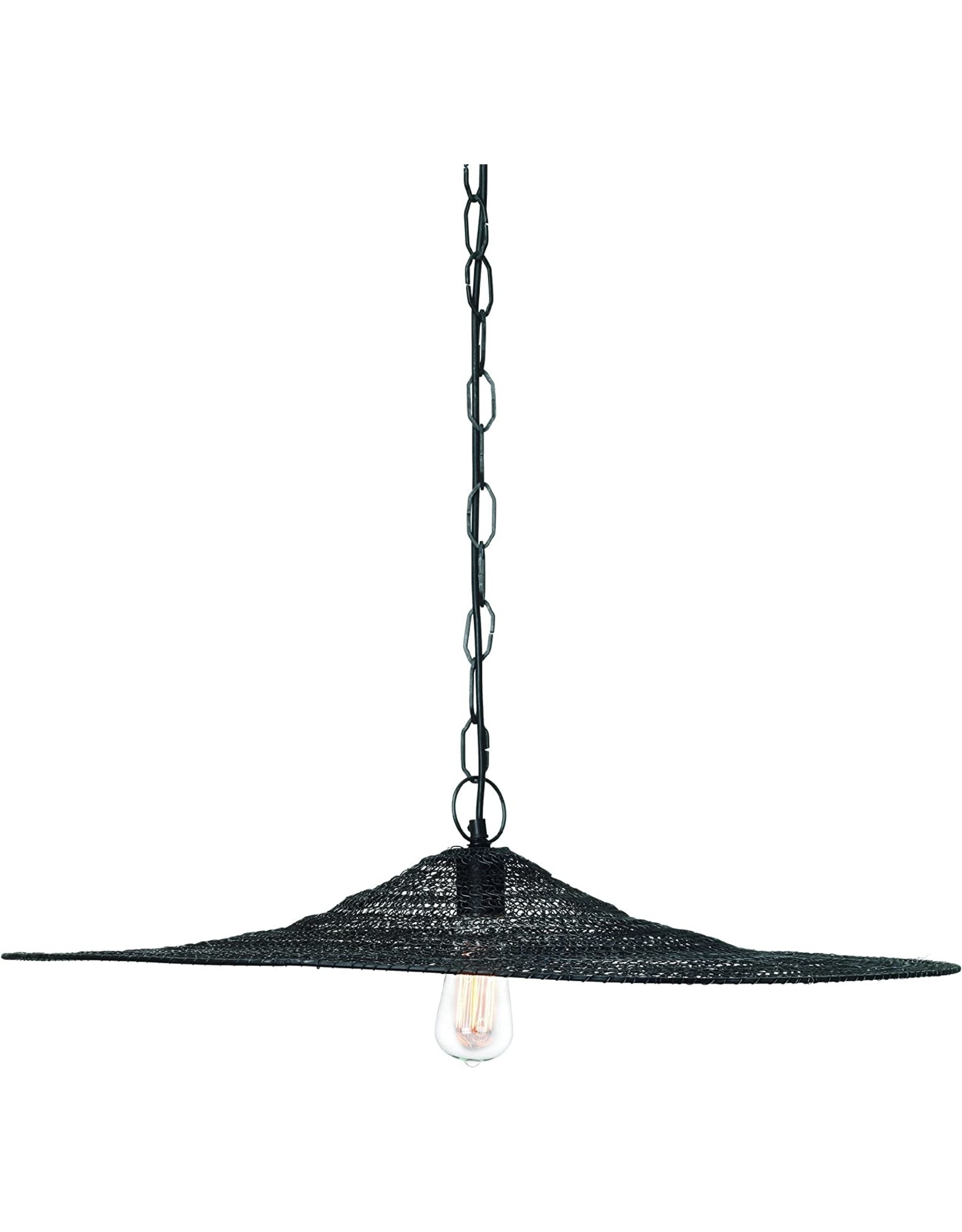 Jamie Young Company Spring Weave Sun Hat Pendant In Gunmetal 30 Inch