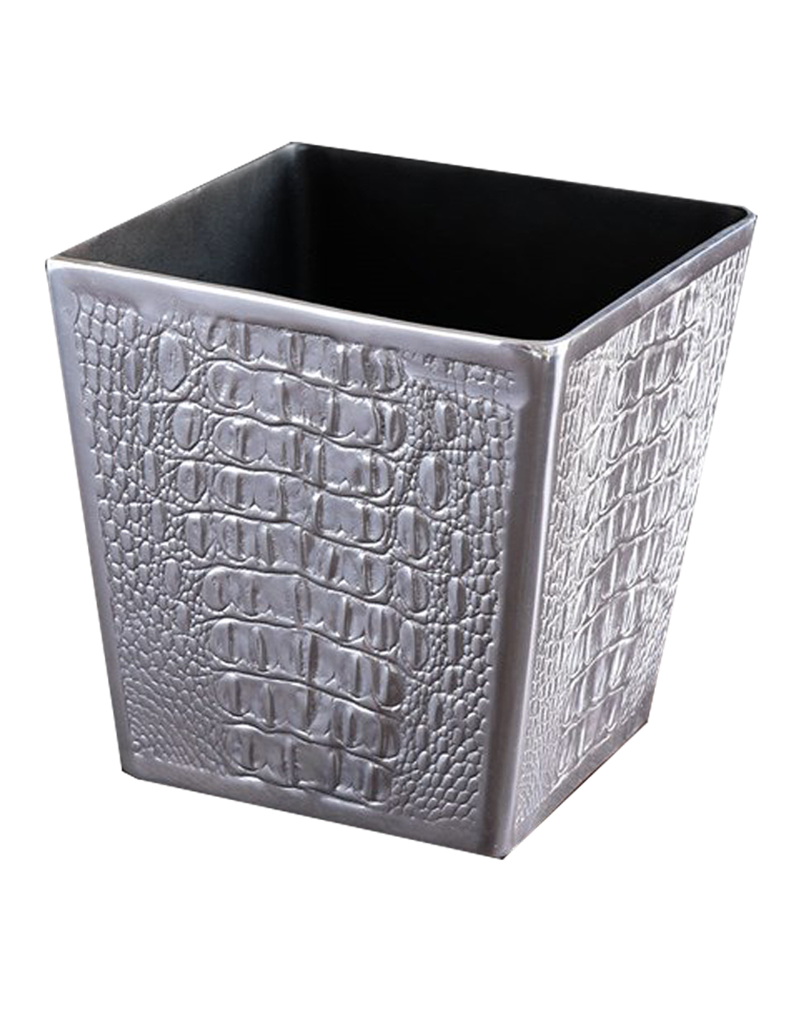 Beatriz Ball SIERRA MODERN Croc Luxe Wastebasket in Lacquered Silver