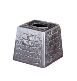 Beatriz Ball SIERRA MODERN Croc Luxe Bath Tissue Box Cover in Silver