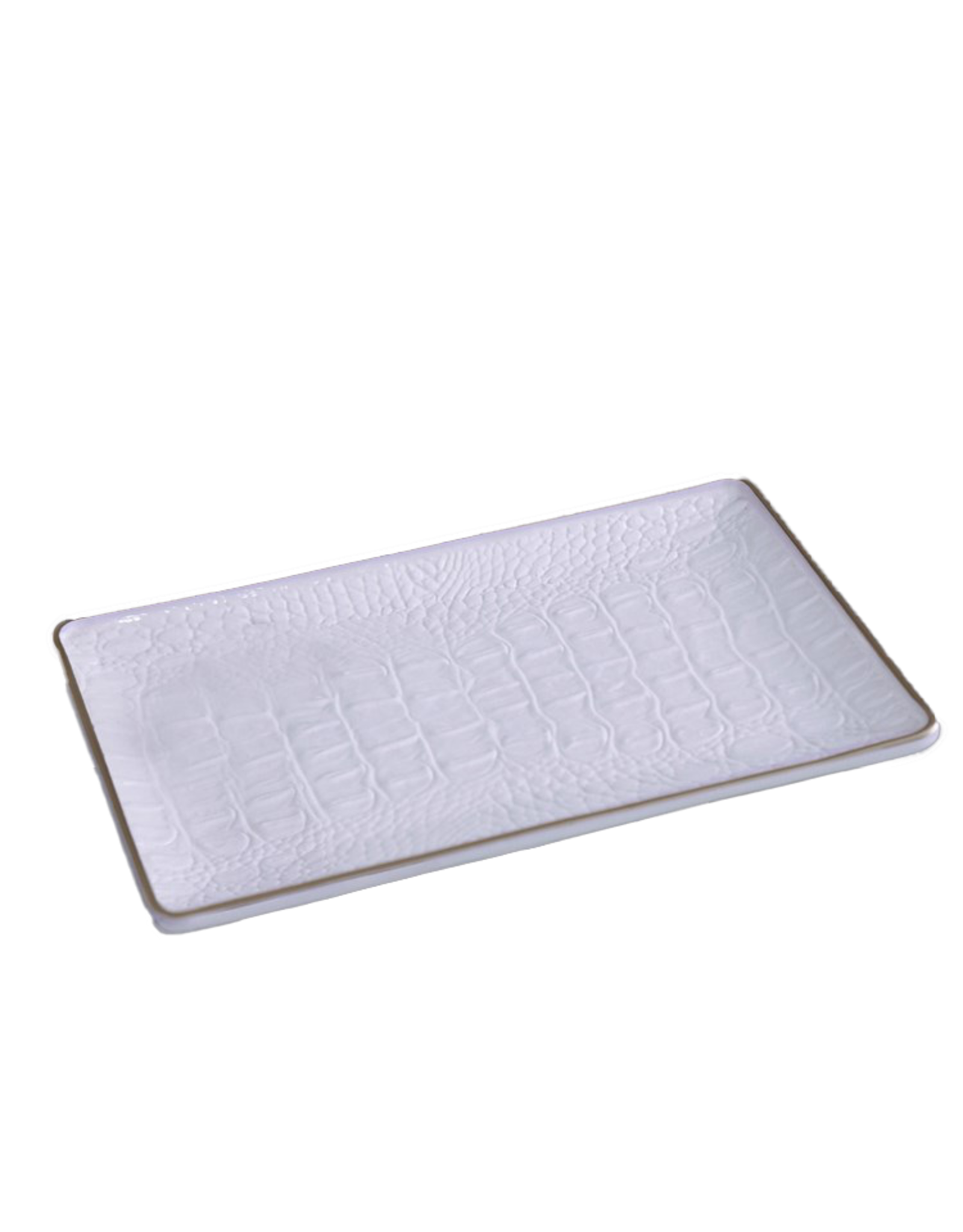 Beatriz Ball THANNI Croc Small 10x6 Tray in White And Gold