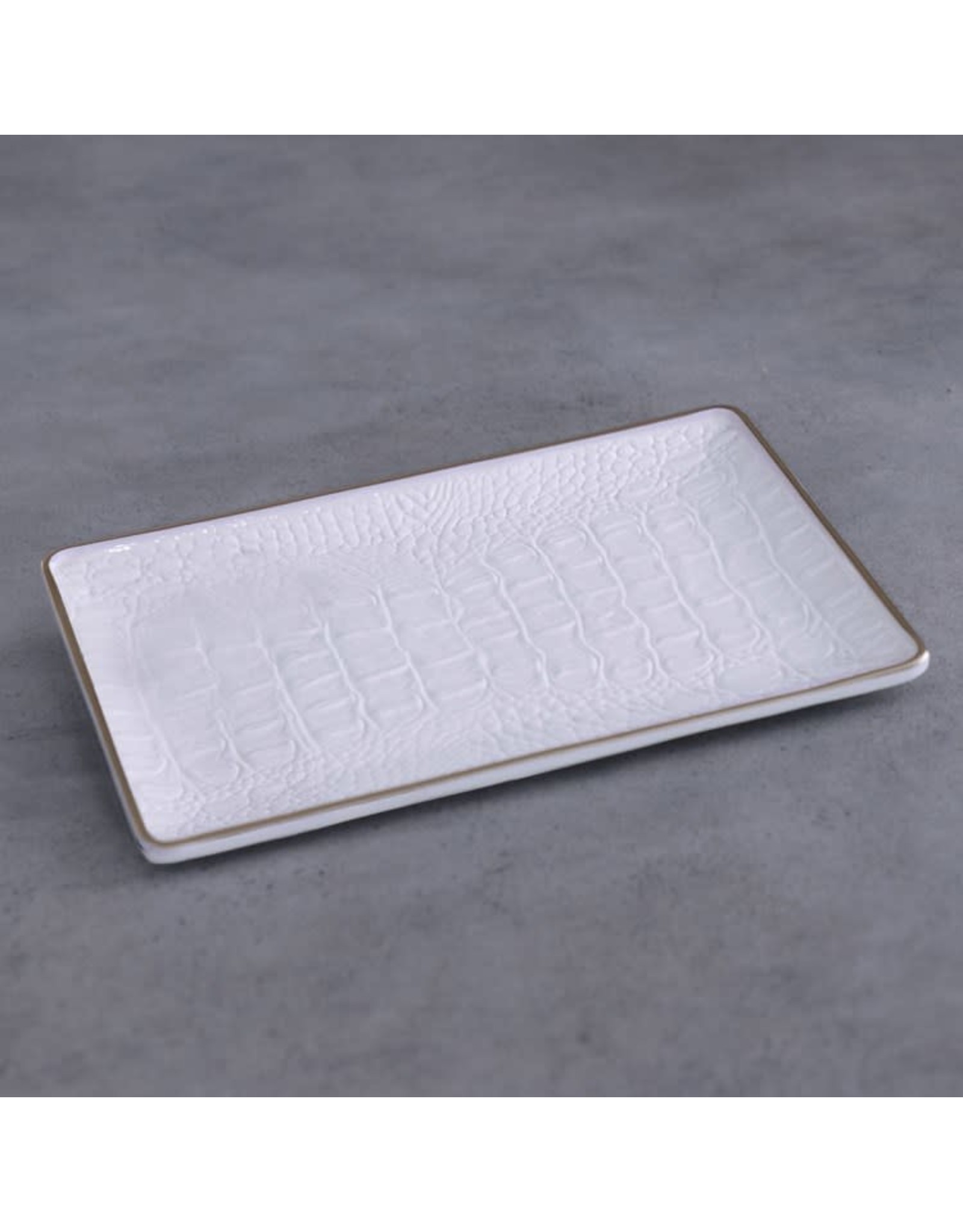 Beatriz Ball THANNI Croc Small 10x6 Tray in White And Gold