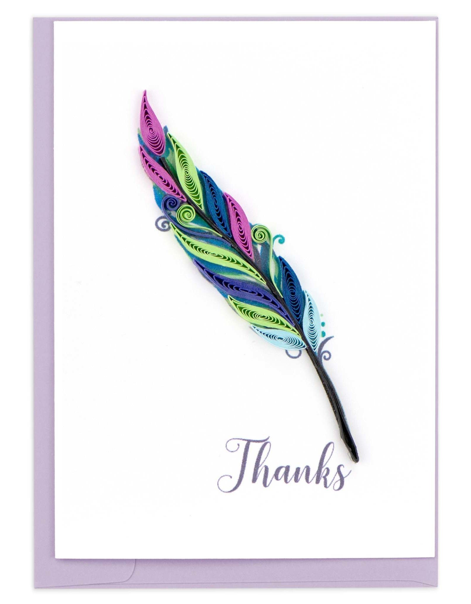 Quilling Card Quilled Gift Enclosure Mini Card Feather Quill Thanks