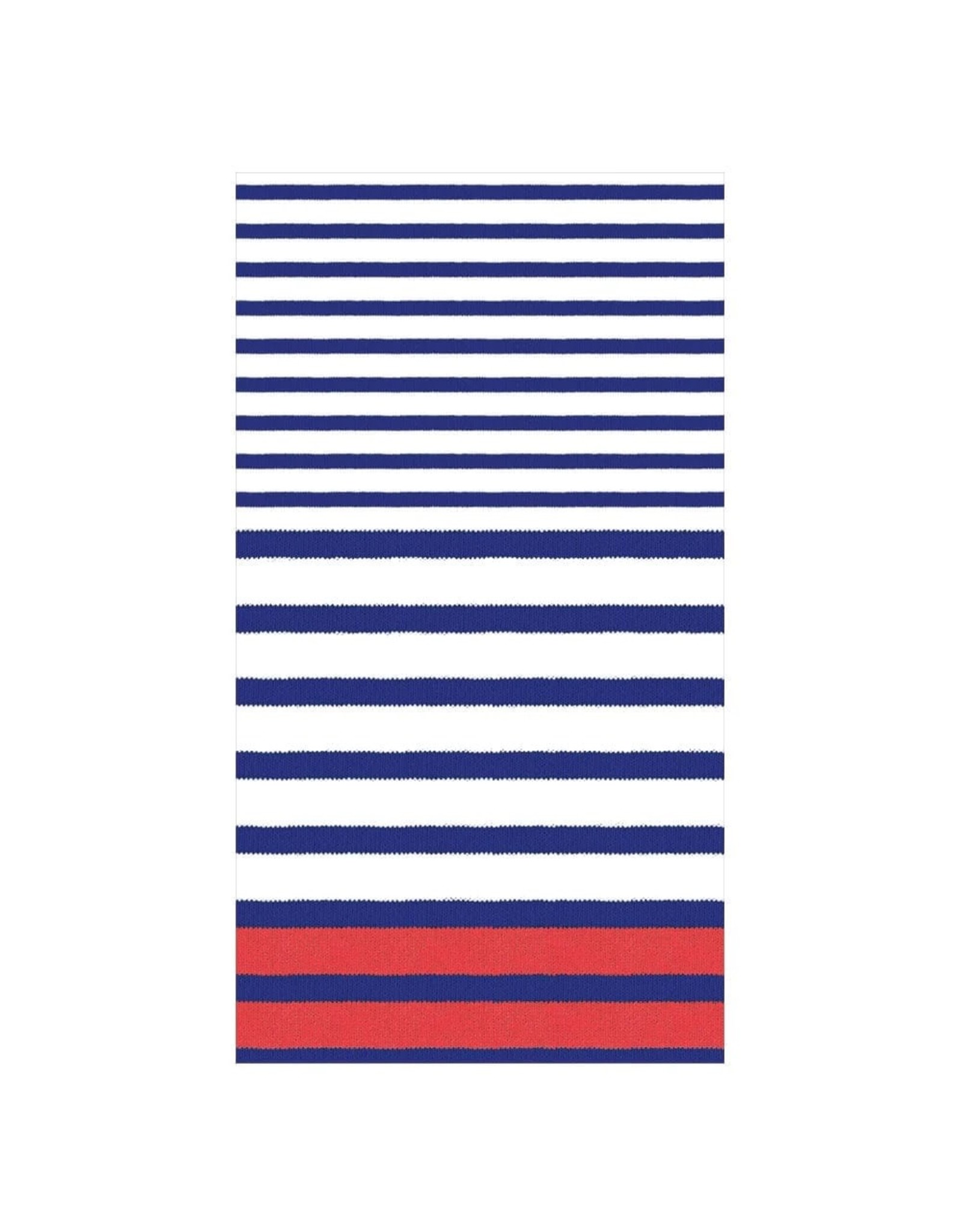 Caspari Paper Guest Towel Napkins 15pk Breton Stripe Blue