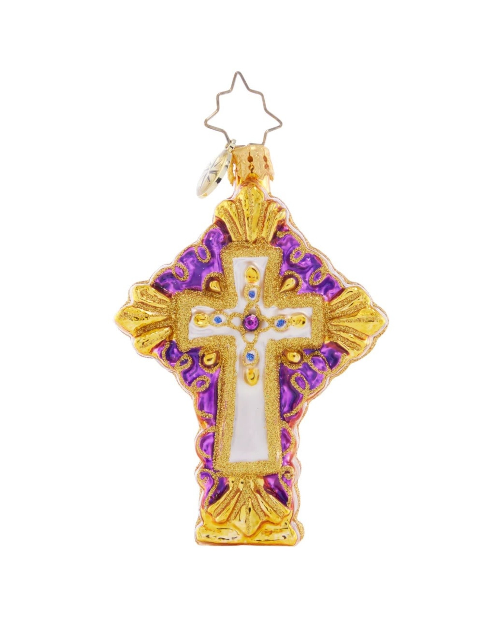 Christopher Radko Golden Grace Cross Gem Christmas Ornament