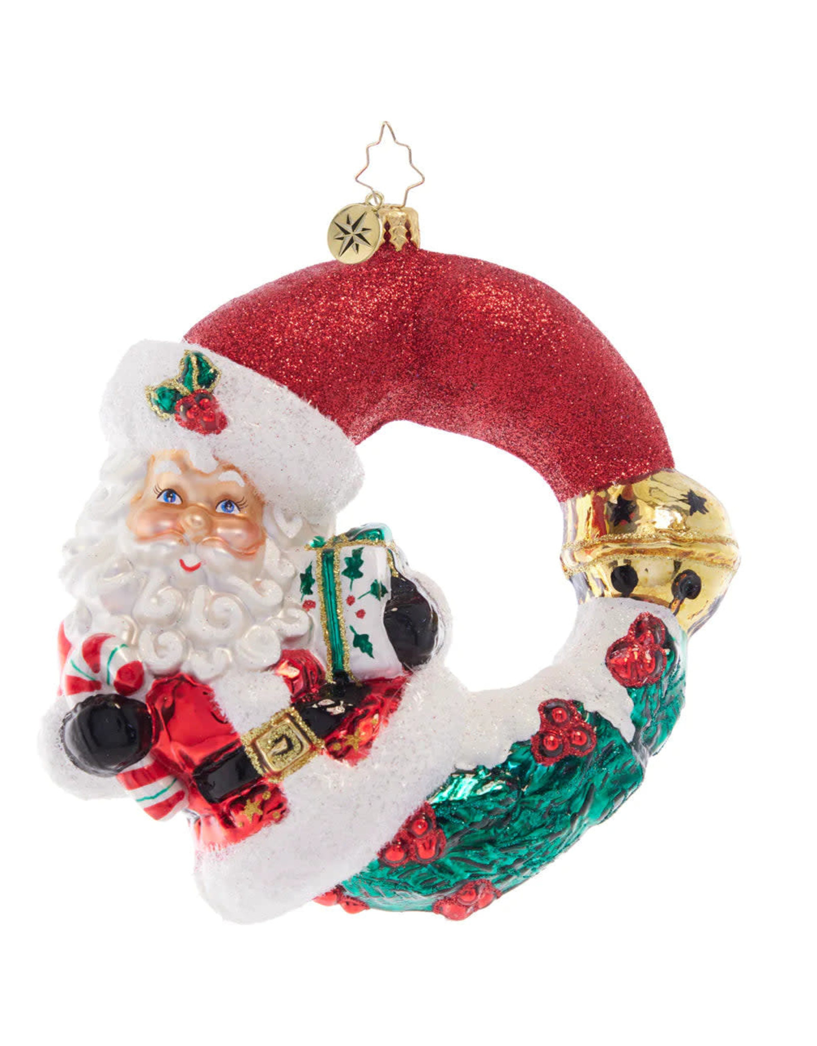 Christopher Radko Christmas Wishes Santa Wreath Christmas Ornament