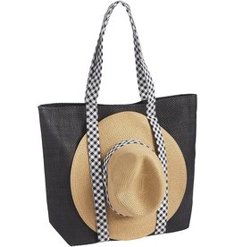 Mud Pie Women's Hats Tote And Hat Gift Set in Black