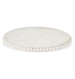 Mud Pie White Washed Beaded Wood Lazy Susan