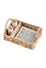 Mud Pie Salt And Pepper W Napkins in Hyacinth In Basket Set