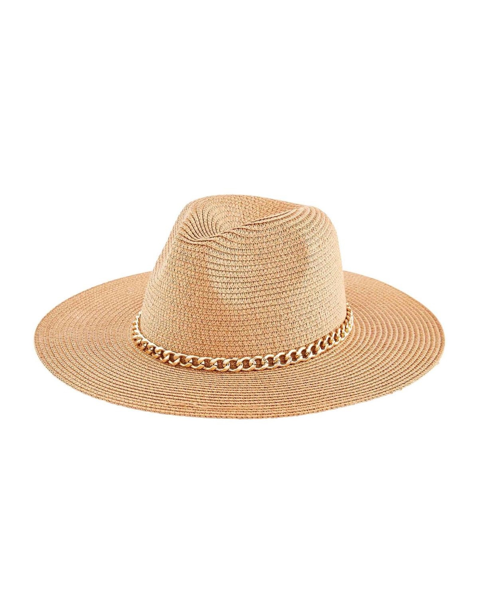 Mud Pie Women's Hats  Gold Chain Fedora In Tan - Digs N Gifts