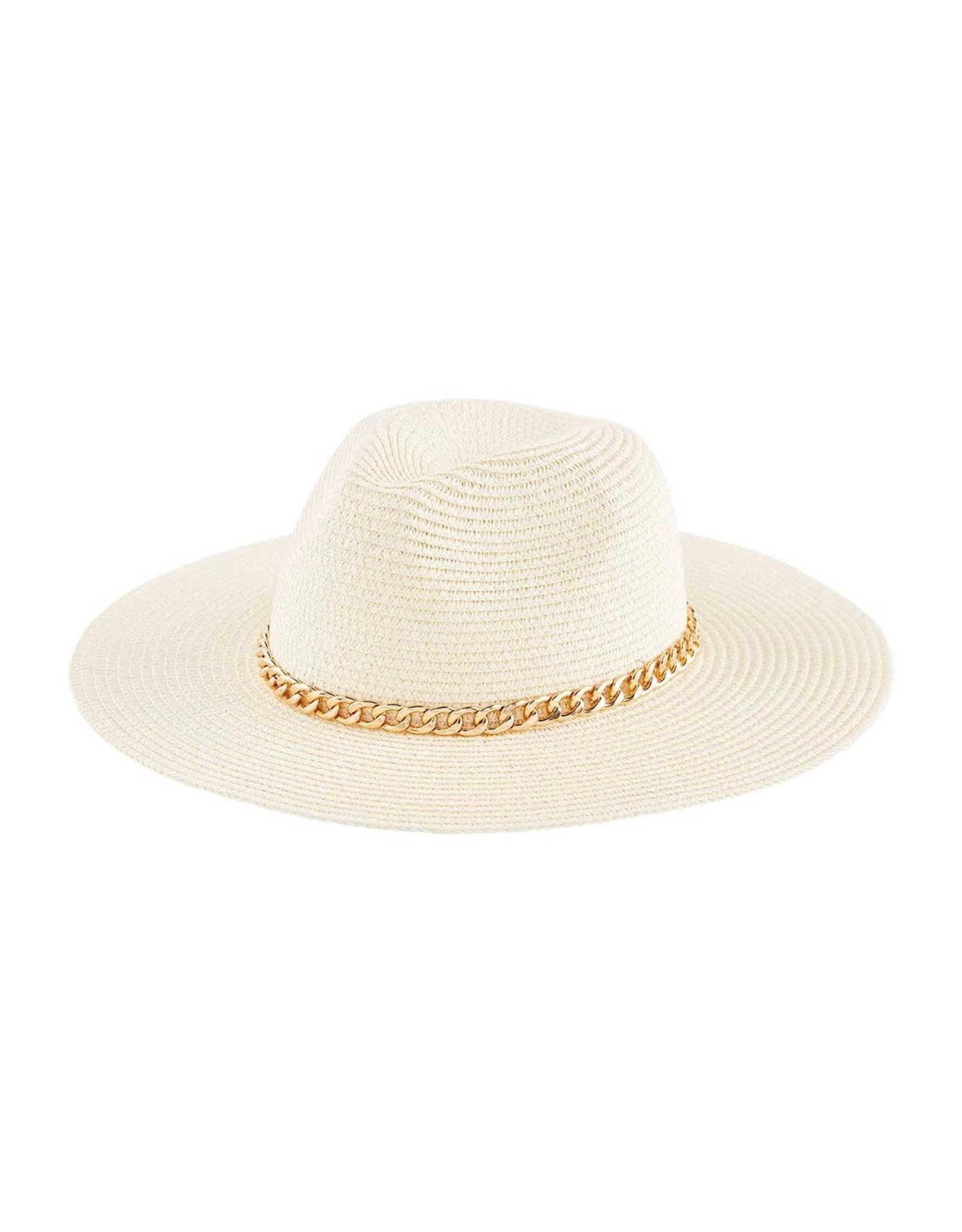 Mud Pie Women's Hats | Gold Chain Fedora In Cream