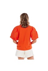 Mud Pie Aurora Bright Puff Sleeve Top Small