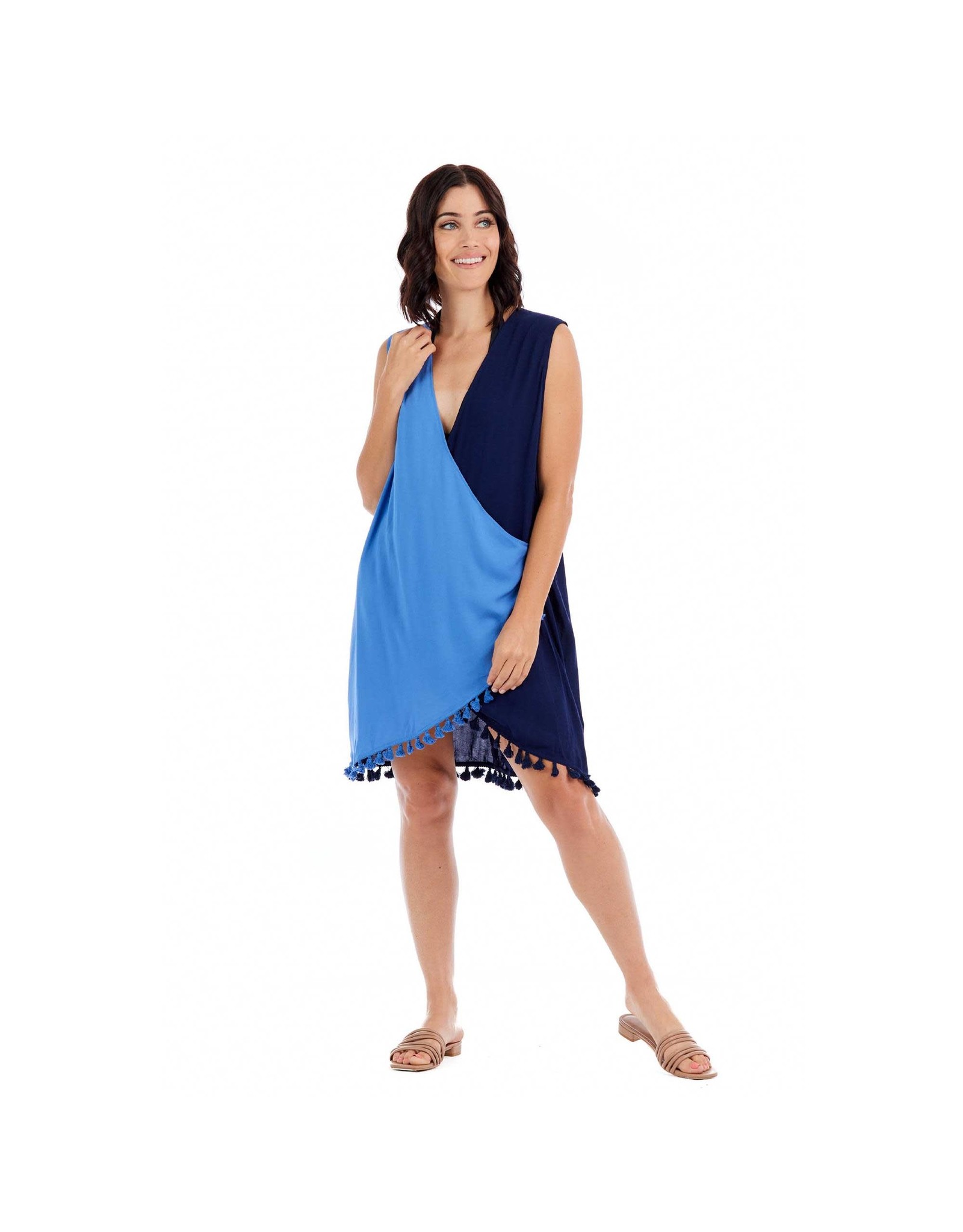 Mud Pie Kim Tassel Cover-Up One Size In Blue