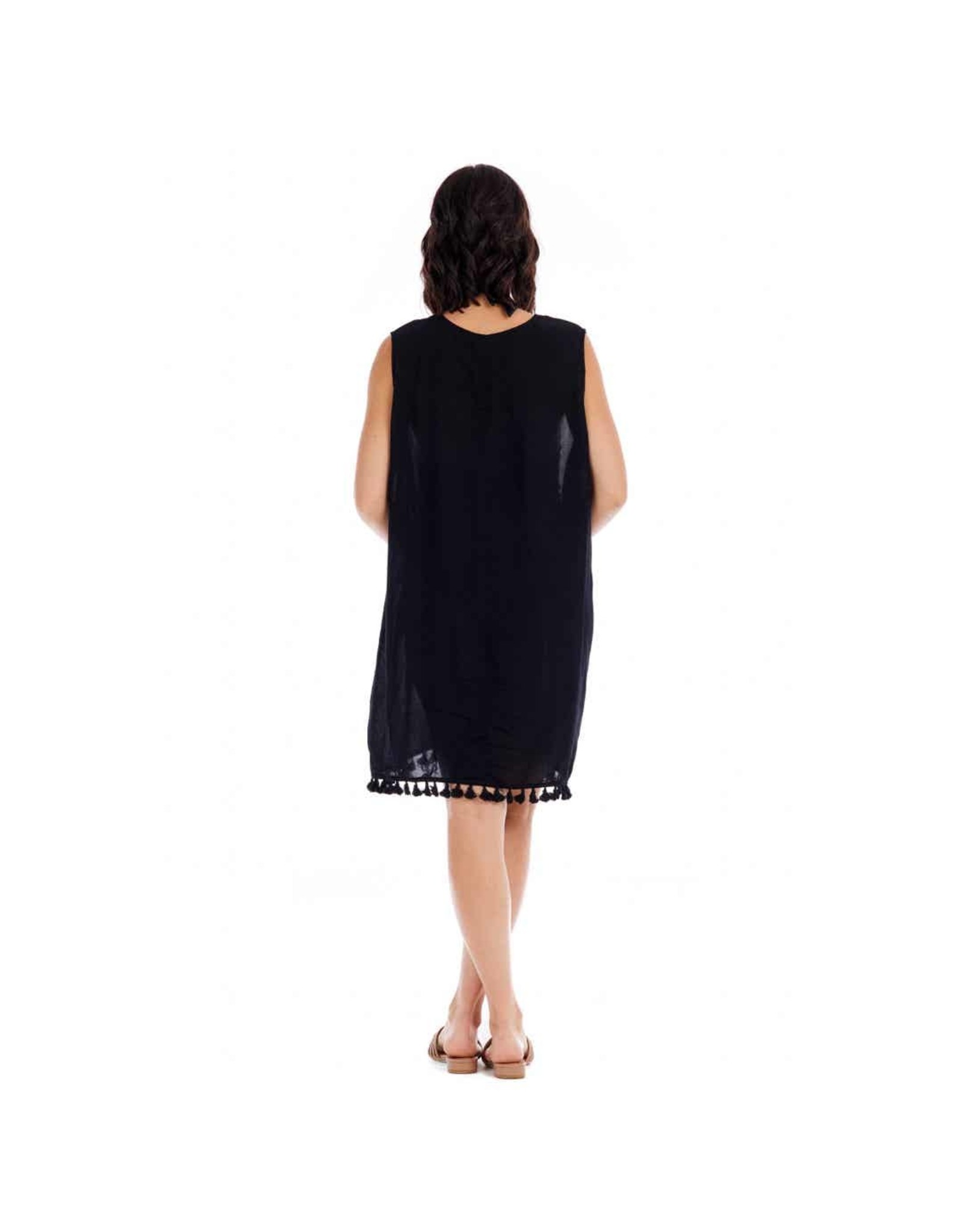 Mud Pie Kim Tassel Cover-Up One Size In Black & White