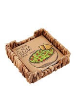 Mud Pie Cocktail Napkins Set In Hyacinth Basket | Guac & Roll