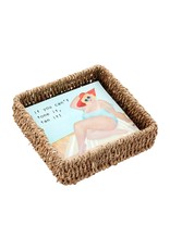 Mud Pie Cocktail Napkins Set In Seagrass Basket | Tone It Flaunt It