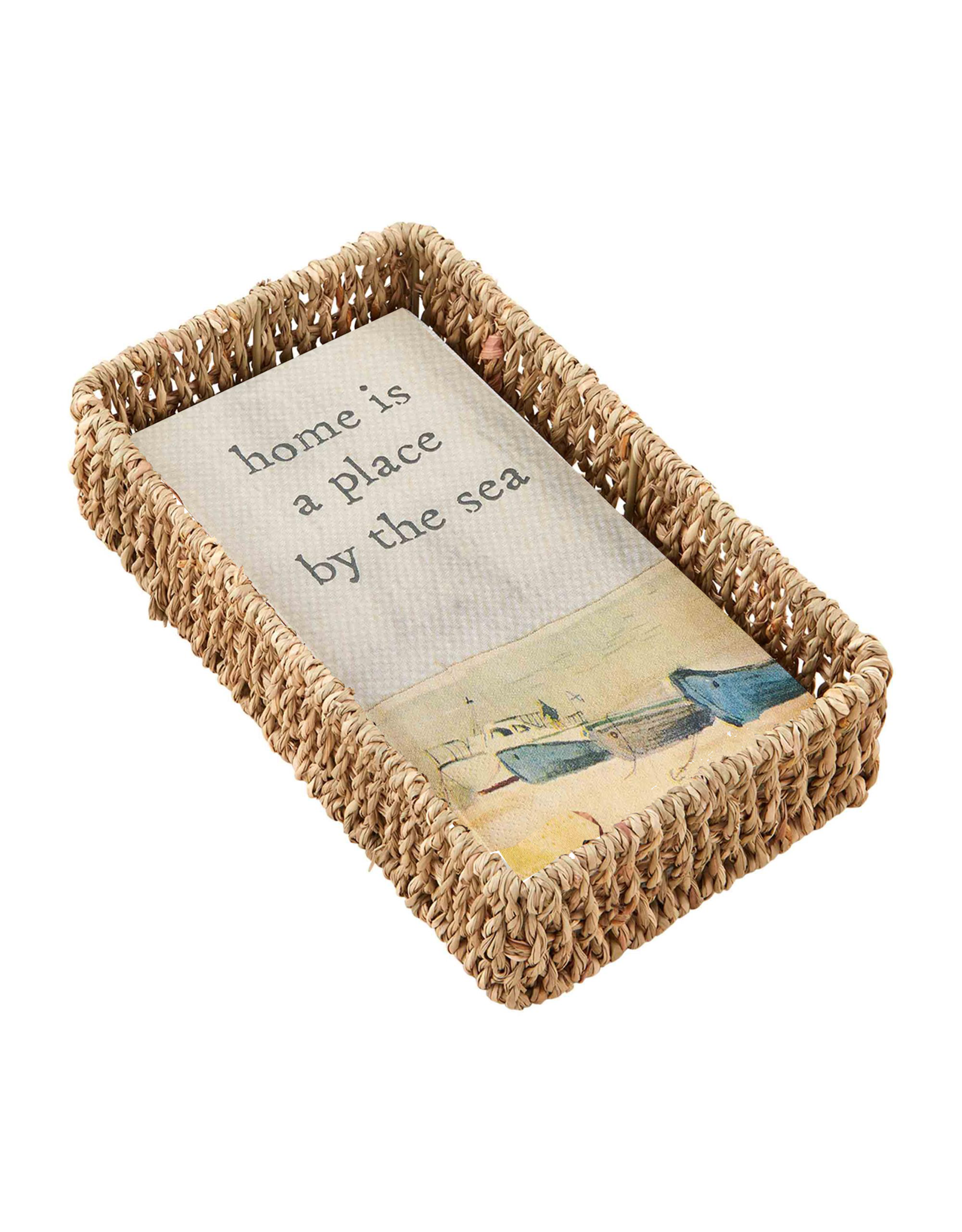 Mud Pie Guest Towel Napkin In Basket Set | Home Is A Place By The Sea