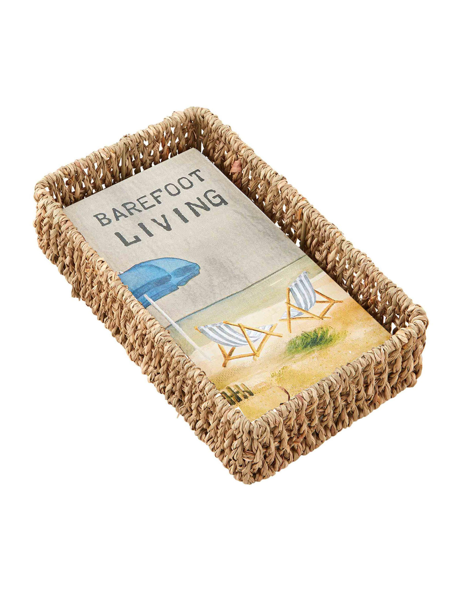 Mud Pie Guest Towel Napkin In Basket Set | Barefoot Beach Living