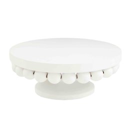 Mud Pie White Bead Pedestal | Small 3 x 8 Inch