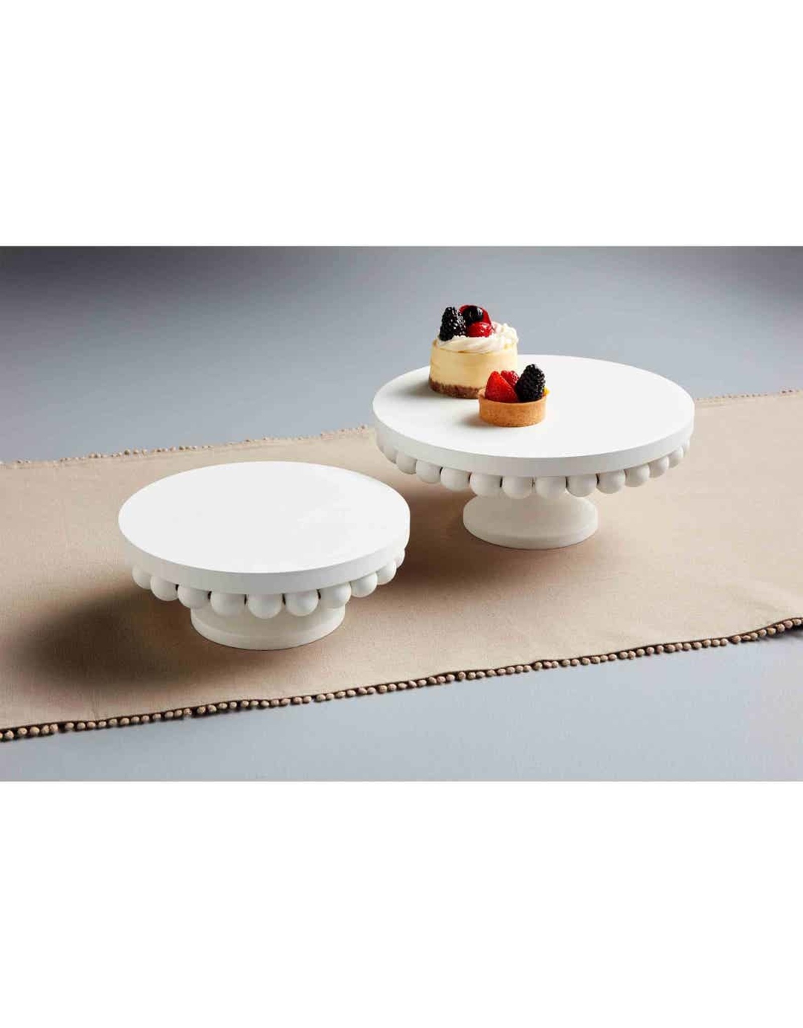 Mud Pie White Bead Pedestal | Small 3 x 8 Inch