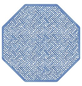Caspari Fretwork Octagonal Paper Placemats in Blue 12pk