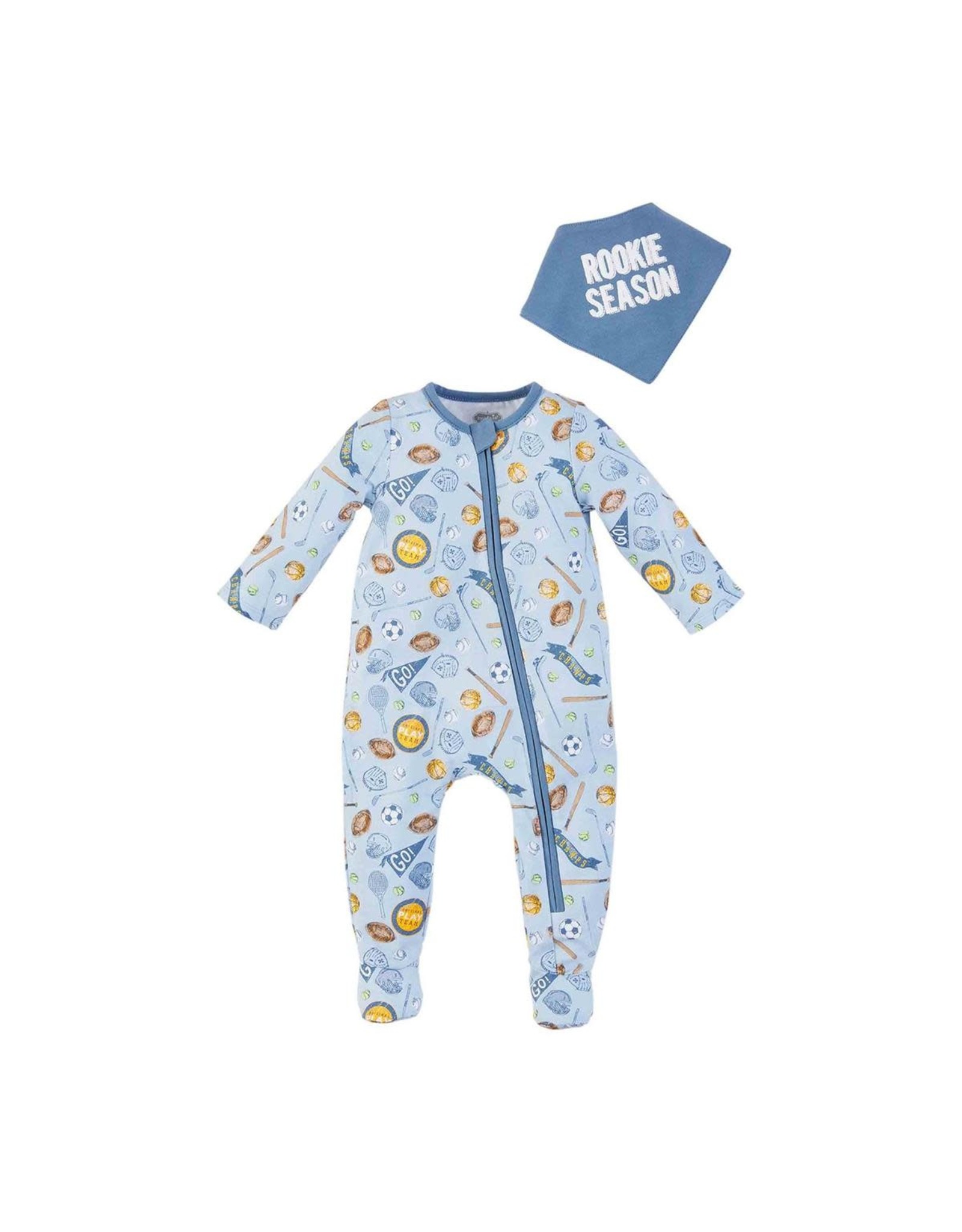 Mud Pie Baby Sports Sleeper And Bib Set 3-6 Months