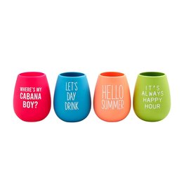 Mud Pie Pool Time Silicone Stemless Wine Glass Set