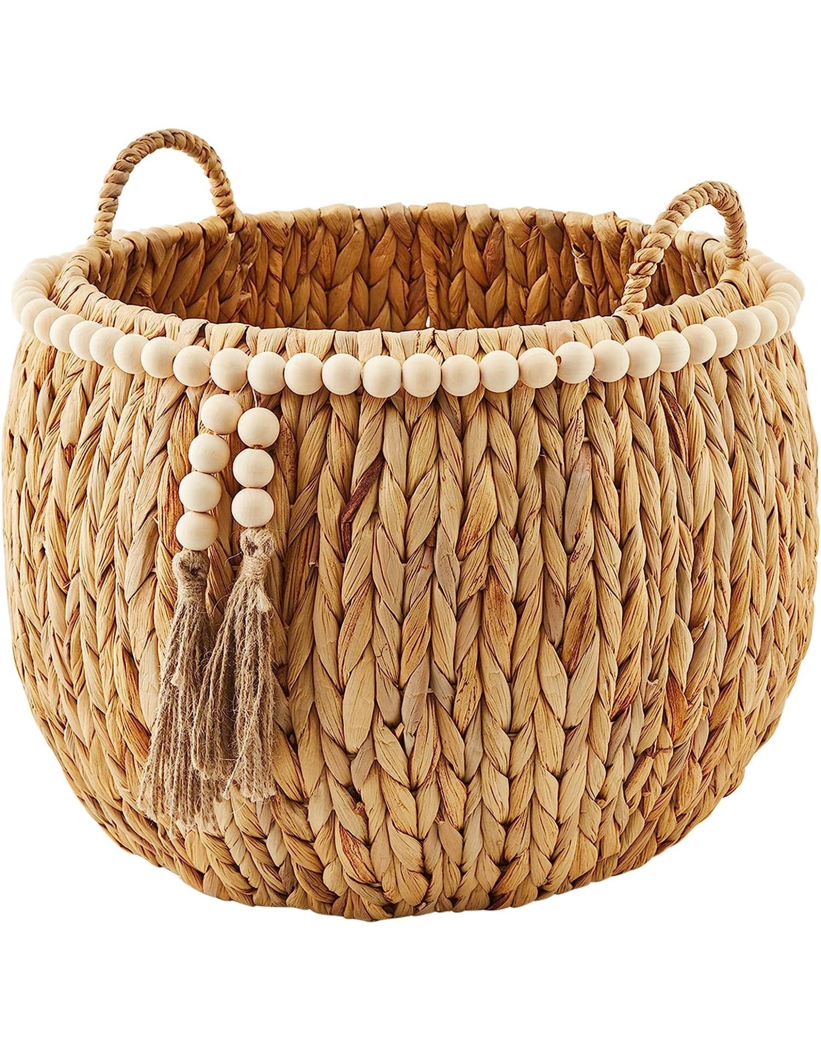 Mud Pie Wood Bead Hyacinth Basket Set Digs N Gifts