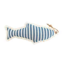 Mud Pie Nautical Blue Fish Shaped Pillow 24 Inch