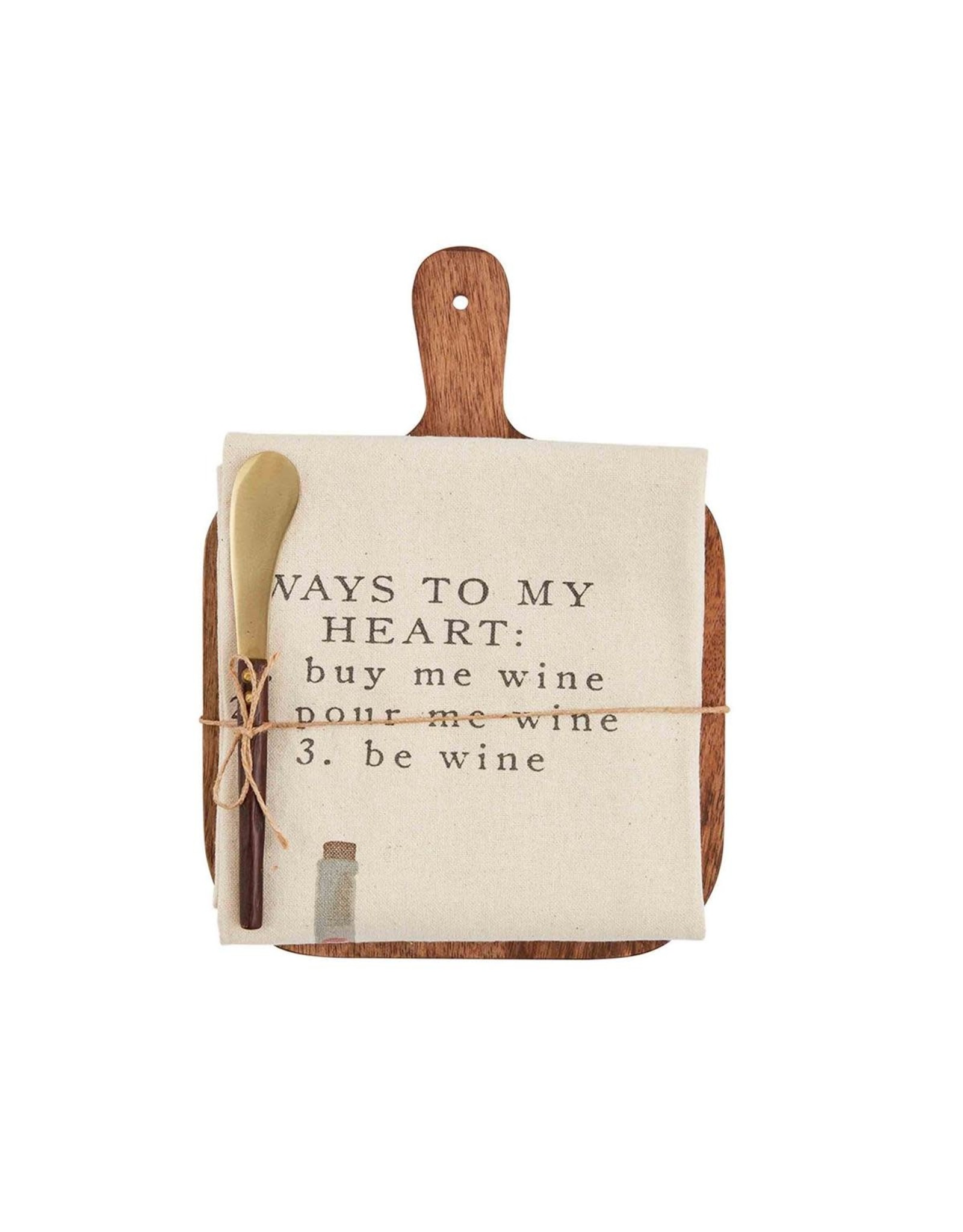 Mud Pie Cheese Board And Ways To My Heart Wine Towel Set
