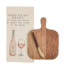 Mud Pie Cheese Board And Ways To My Heart Wine Towel Set