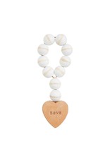 Mud Pie Decorative Wood Beads With Terracotta Love Heart Pendant