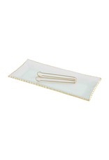 Mud Pie Gold Edge Glass Platter With Serving Tongs Set