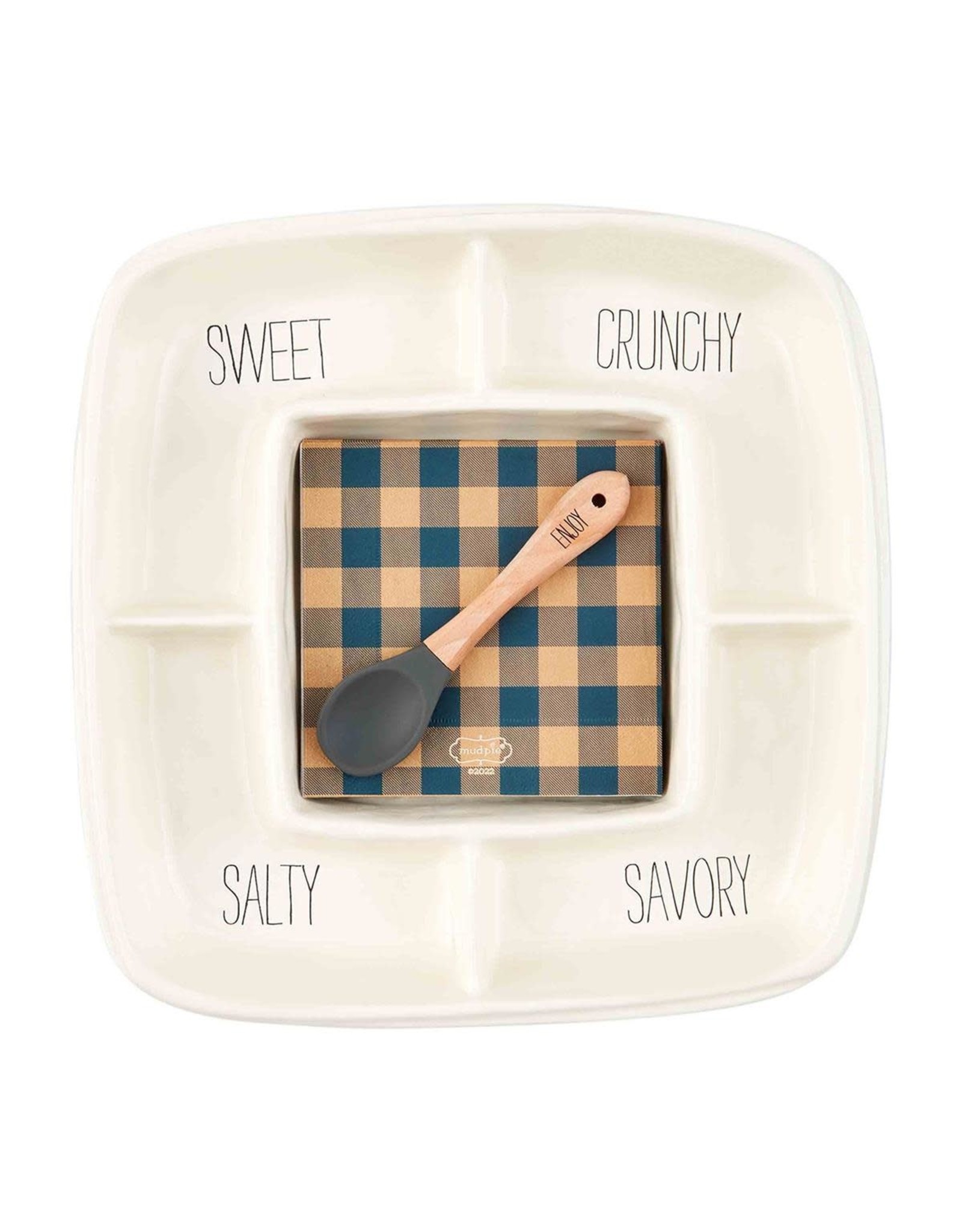 Mud Pie Snack Tray With Spoon And Napkin Set